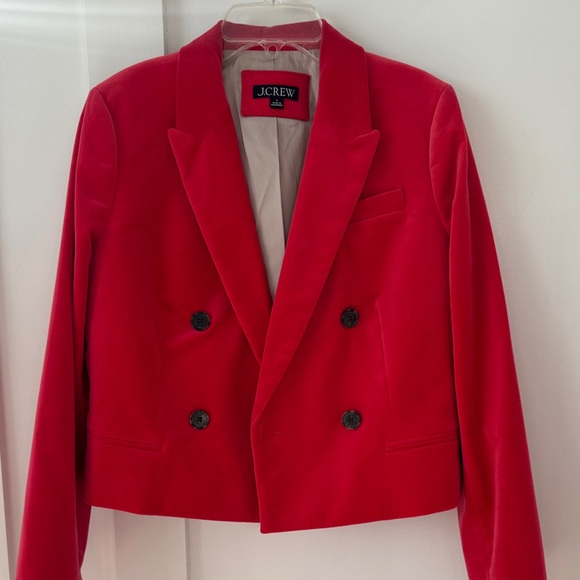 J Crew Cropped double-breasted blazer in stretch velvet Size 4 - Picture 2 of 9